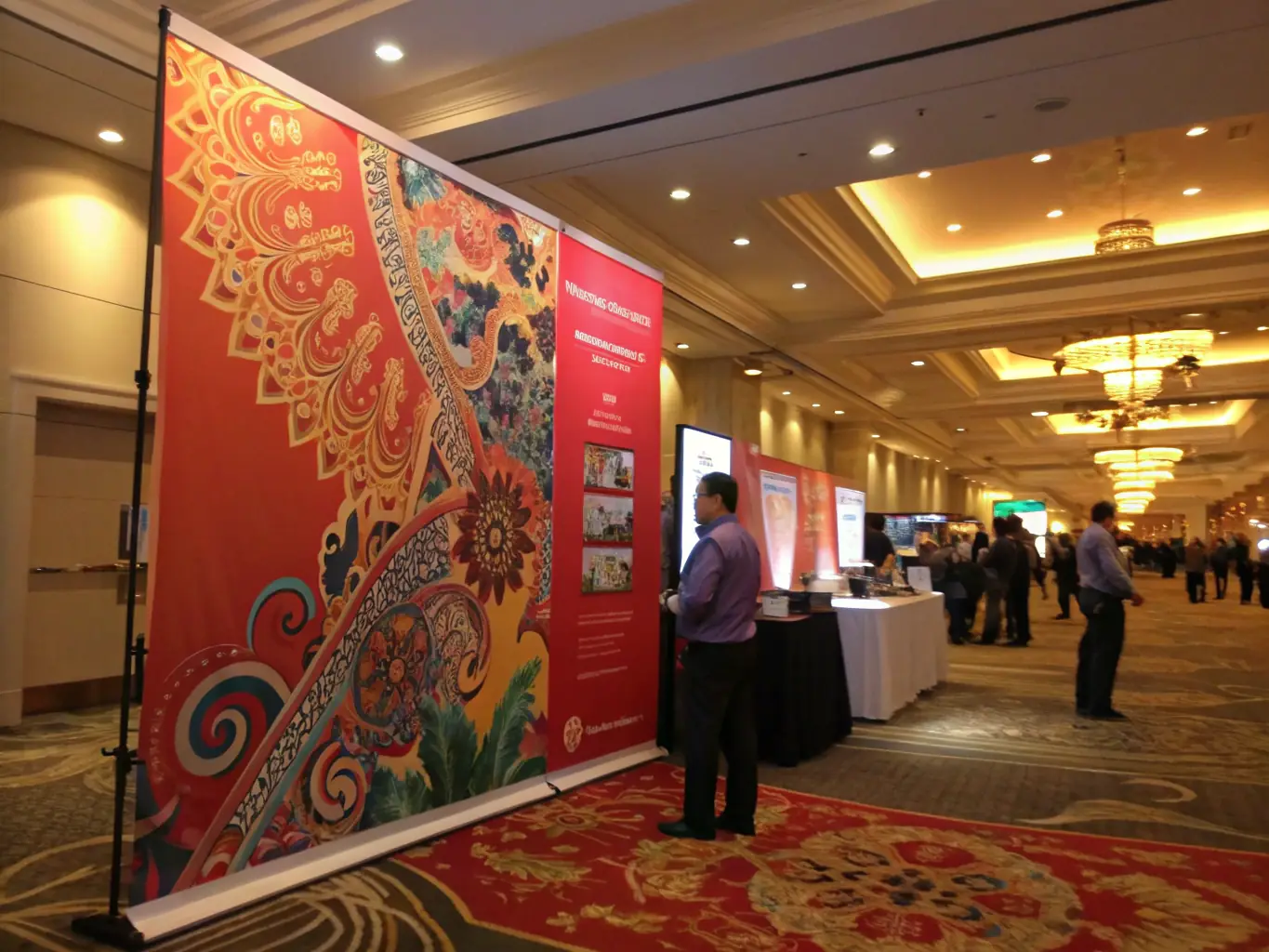 A sponsor's logo prominently displayed on a banner at a datastreams.site leadership conference, illustrating brand visibility and recognition.